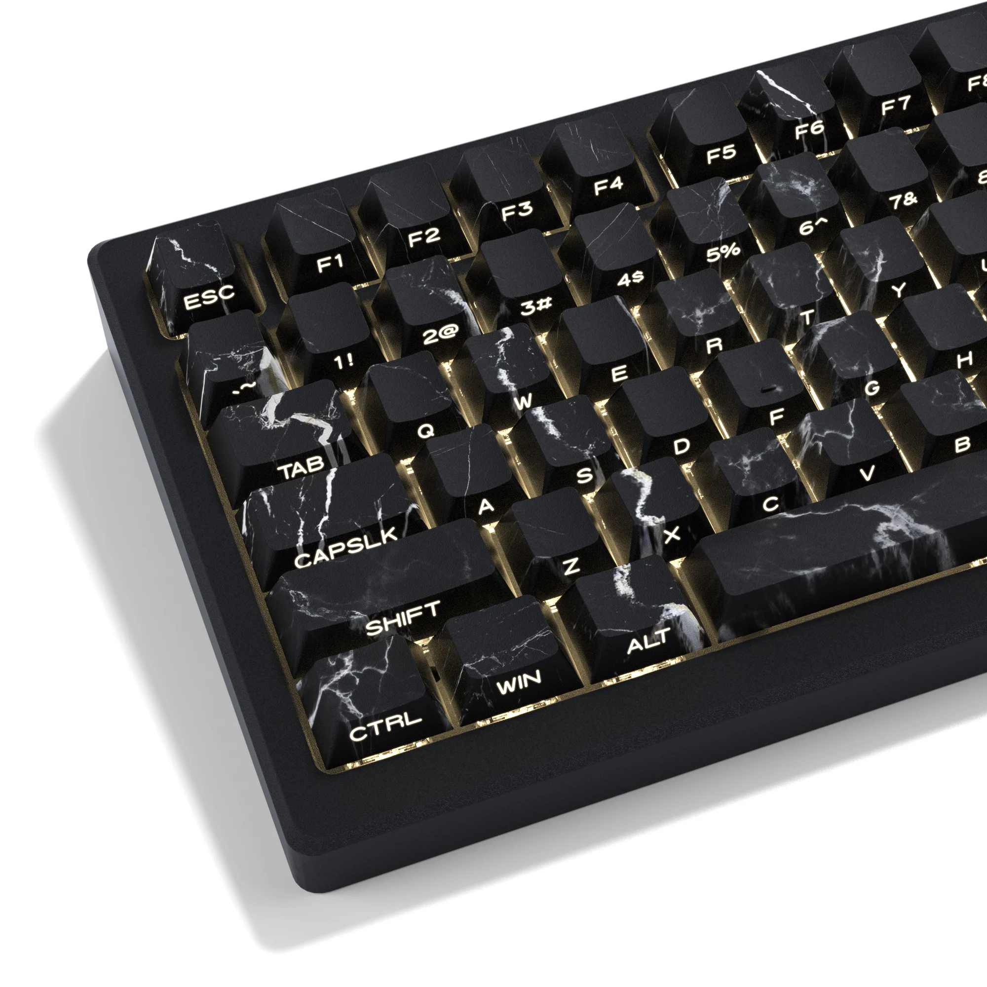 Black Marble Side Print Teclado Mecânico Pbt Keycap Retroiluminado Rgb Perfil Cereja mx Gamer Side Dye-sub 131 Chaves