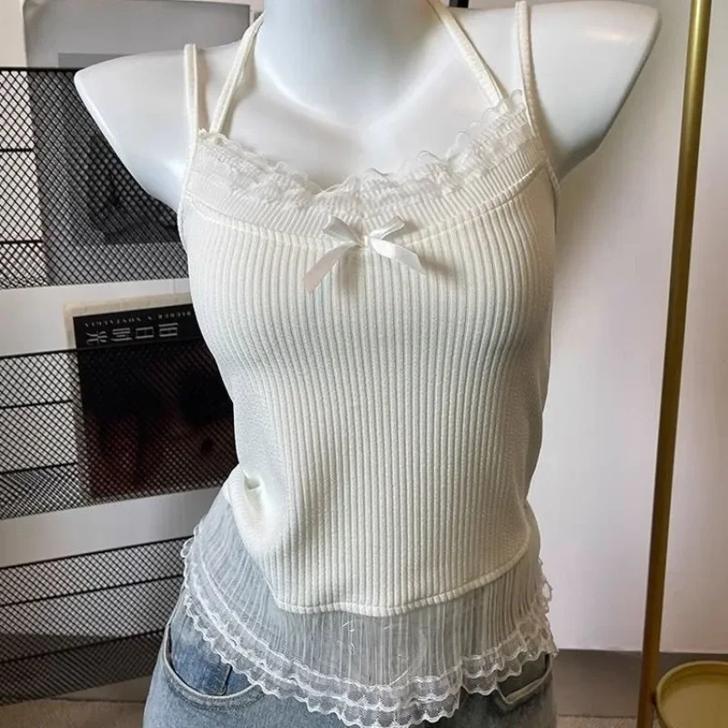 Canotta Donna Y2K In Pizzo – Scollo A V, Spalline Sottili, Corta – Top Estivo Per Festa E Discoteca – Colore Rosa