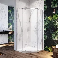 Neo-Angle Semi-Frameless Shower Enclosures Clear Glass Pivot Shower Door Chrome 36.5 in. W x 36.5 in. D x 72 in. 1