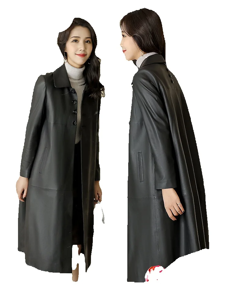 

Куртка из натуральной кожи, женская новая модная Свободная куртка, Длинная ветровка из овчины