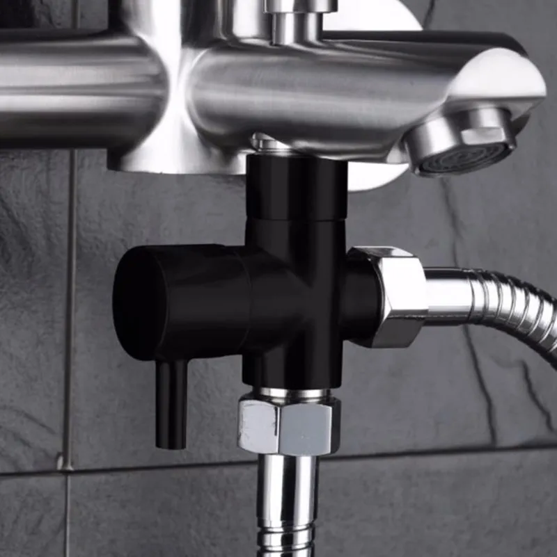 ทองเหลืองสีดำ3-Way วาล์ว Diverter สำหรับแบบใช้มือถือหรือ Bath Tap Switch Outlet วาล์ว T T 1
