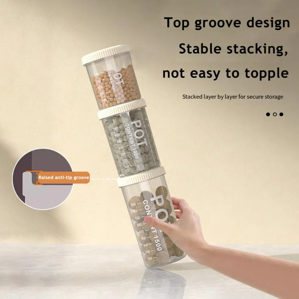 400/500/700/900ml Transparent Grain Canister Kitchen Sealed Jar Storage Container Pantry Organizer For Snacks Dried Foods Tea