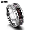 Somen 8mm Tungsten Wedding Rings For Men Dinosaur Bone Metal Slag Inlaid Hammered Edge Engagement Men's ring Fashion Jewelry 1