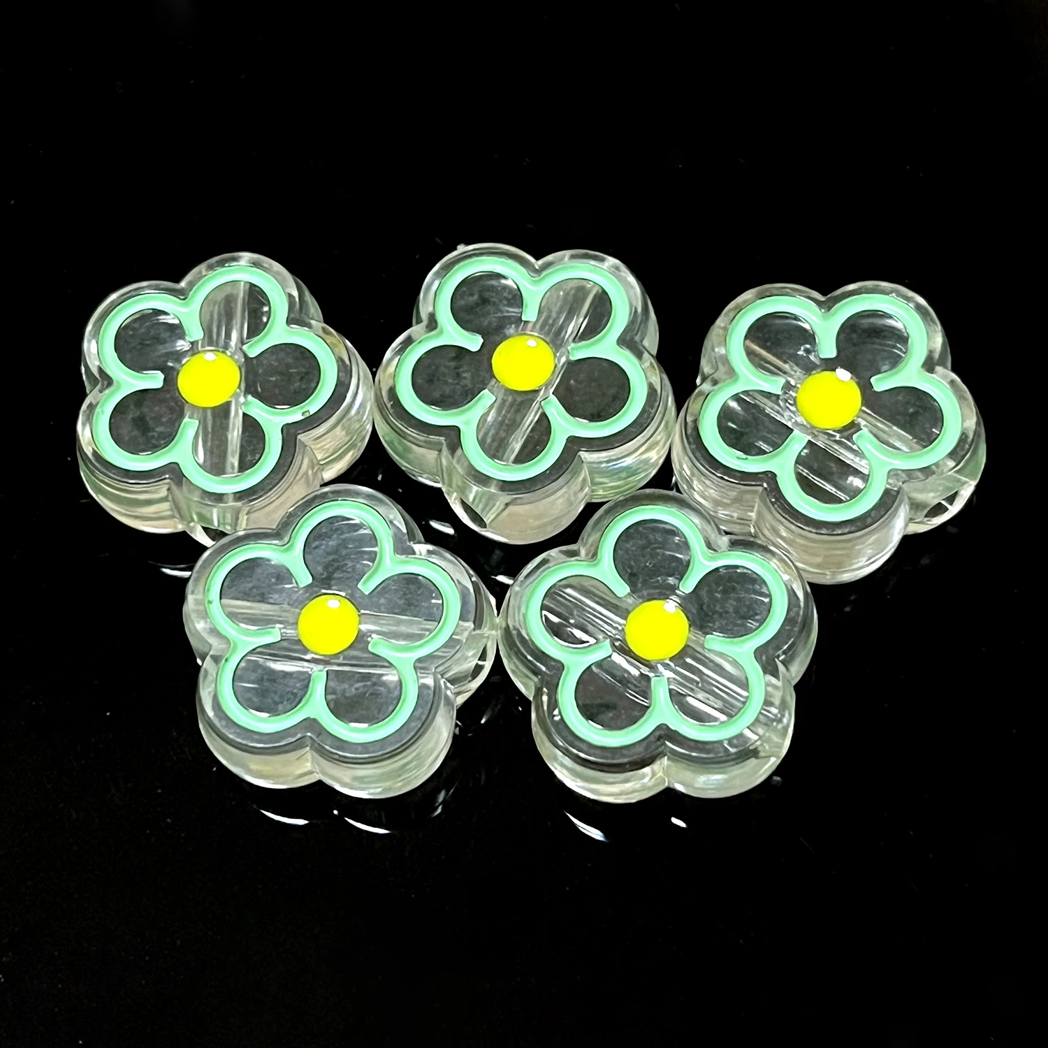 5-20 Stück 19 mm Sonnenblumen-Acrylperlen, transparent, lose Distanzperlen für Handarbeiten, DIY-Armband, Halskette, Schmuckherstellung – Detail 15