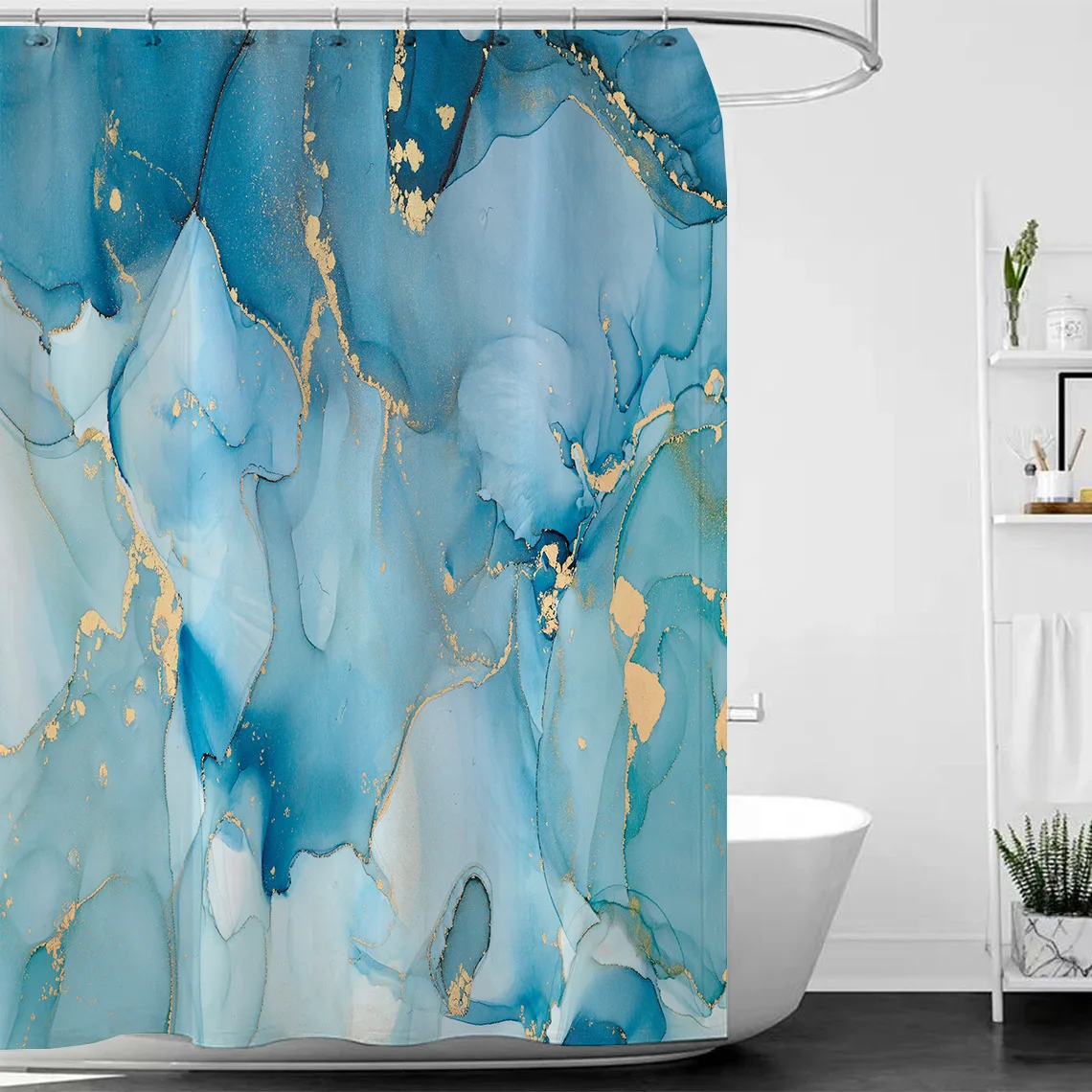 Gradient Marble Ink Texture Shower Curtain Waterproof Abstract Paint Colorful Bath Curtain Home Bathroom Decor With Hook shower curtains