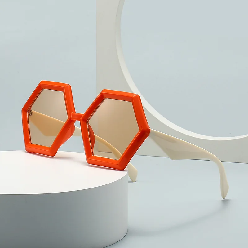 LNFCXI New Retro Polygon Square Sunglasses Women Gradient Orange Tea Shades UV400 Fashion Men Double Color Trending Sun_voghion.com