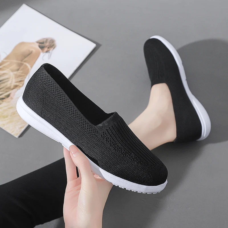 Atikota Women Flat Shoes Lightweight Mesh Breathable Casual Sneakers Female Soft Loafers Outdoors Work Slip-On Flats for Summer