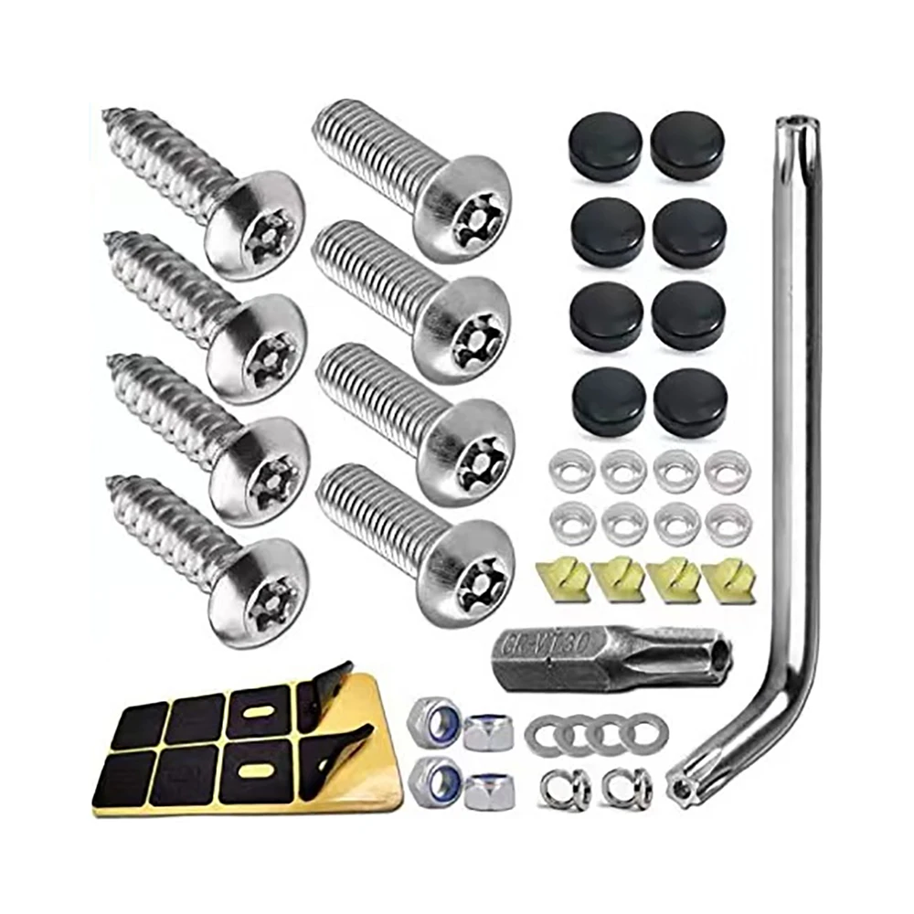 

Car License Plate Screws Anti Theft Auto Security Screws Kit For Fastening Frame License Plate Cover Security Bolts Accessories