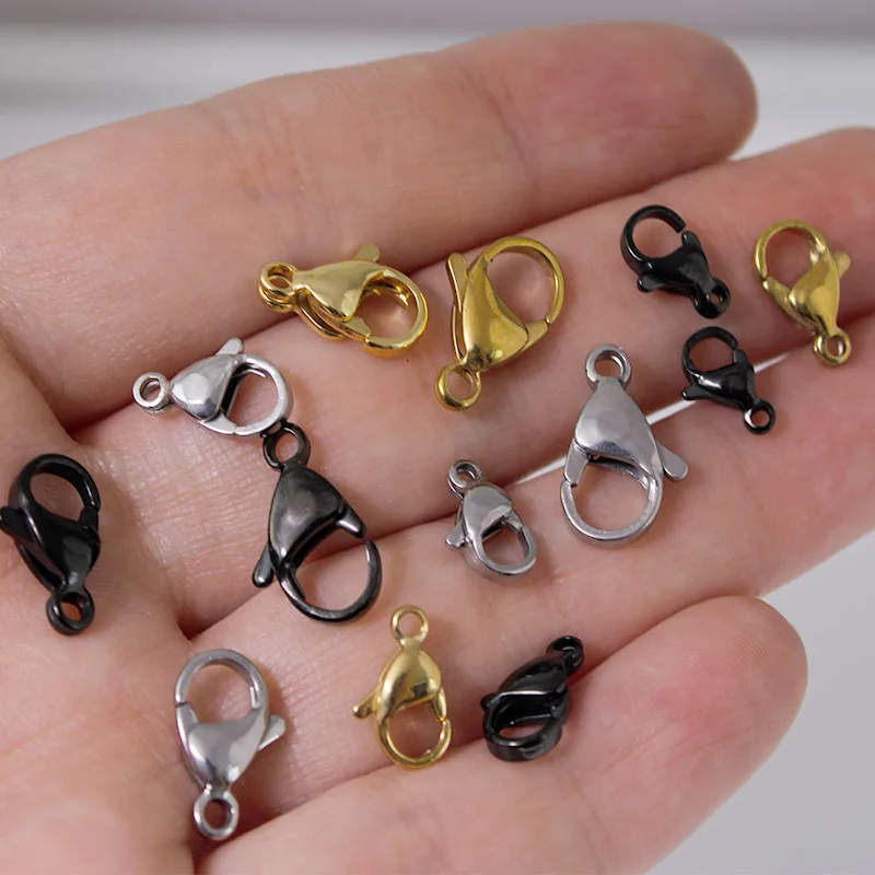 25 Stück Edelstahl-Karabinerverschlüsse für Armbänder, Halsketten, DIY-Haken, Kettenzubehör für die Schmuckherstellung – Detail 4