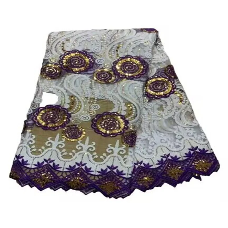 

Luxury African Sequin Lace Fabric 2023 High Quality Nigerian Guipure Cord Embroidry French Fabric For Party Dress FLJ636