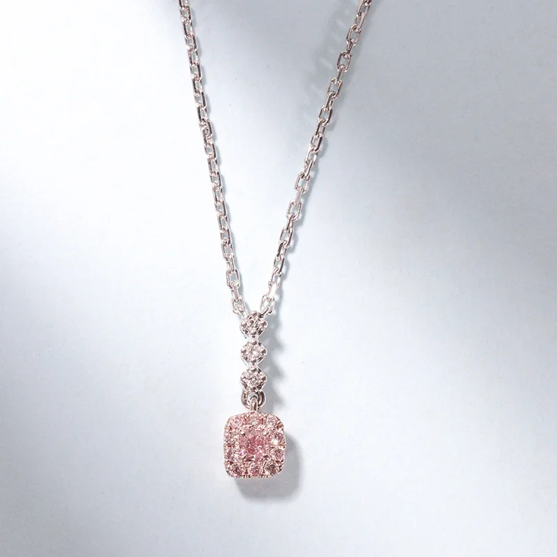

Женское ожерелье из серебра 925 пробы с подвеской из розового высокоуглеродистого бриллианта