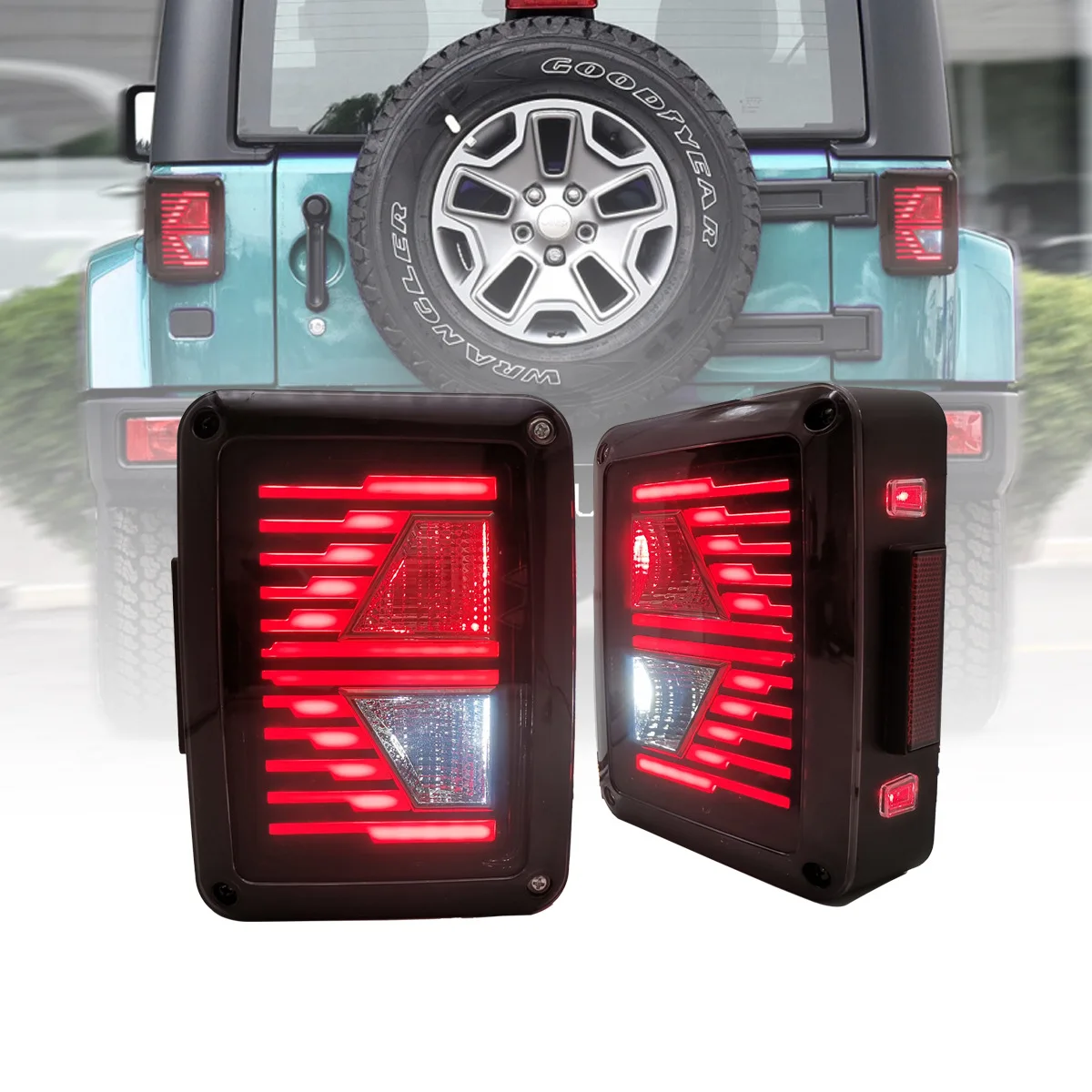 

2018 ~ 2021y задний фонарь автомобильного бампера для Jeep Wrangler, задсветильник, дневные фонари, светодиодные автомобильные аксессуары, задний фонарь Wrangler, светильник