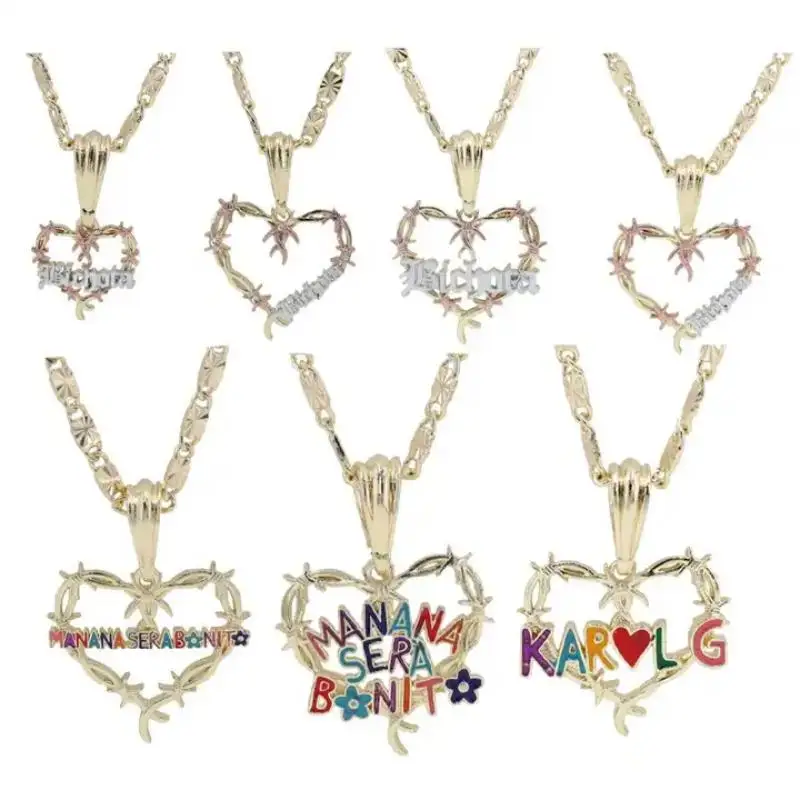 

14k gold-plated Manana Sera Bonito Pendant hit singer Karol g Glam Punk Gothic Alloy gift Heart-shaped karol g necklace for fans