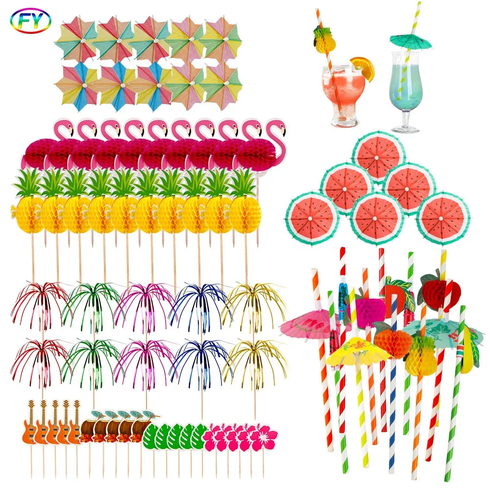 Фотообои с рисунком фламинго, ананаса, бриллианта, зубочистка, сотовые бумажные соломинки, Счастливого лета, фотообои, товары