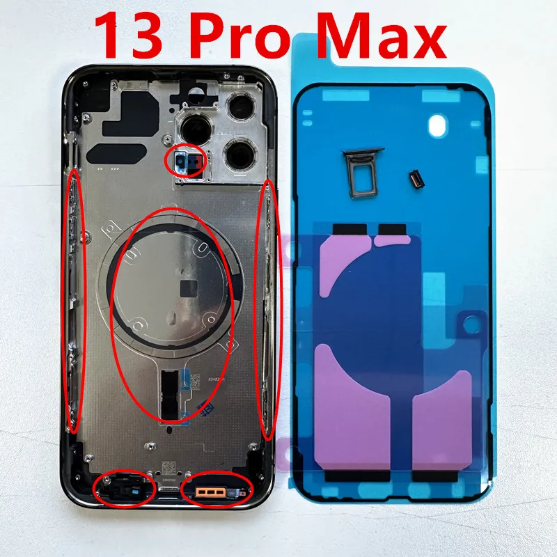 Запасной-корпус-европейской-версии-для-iphone-13-pro-max-задняя-средняя-рамка-13promax-Задняя-стеклянная-крышка-с-наклейкой-на-аккумулятор