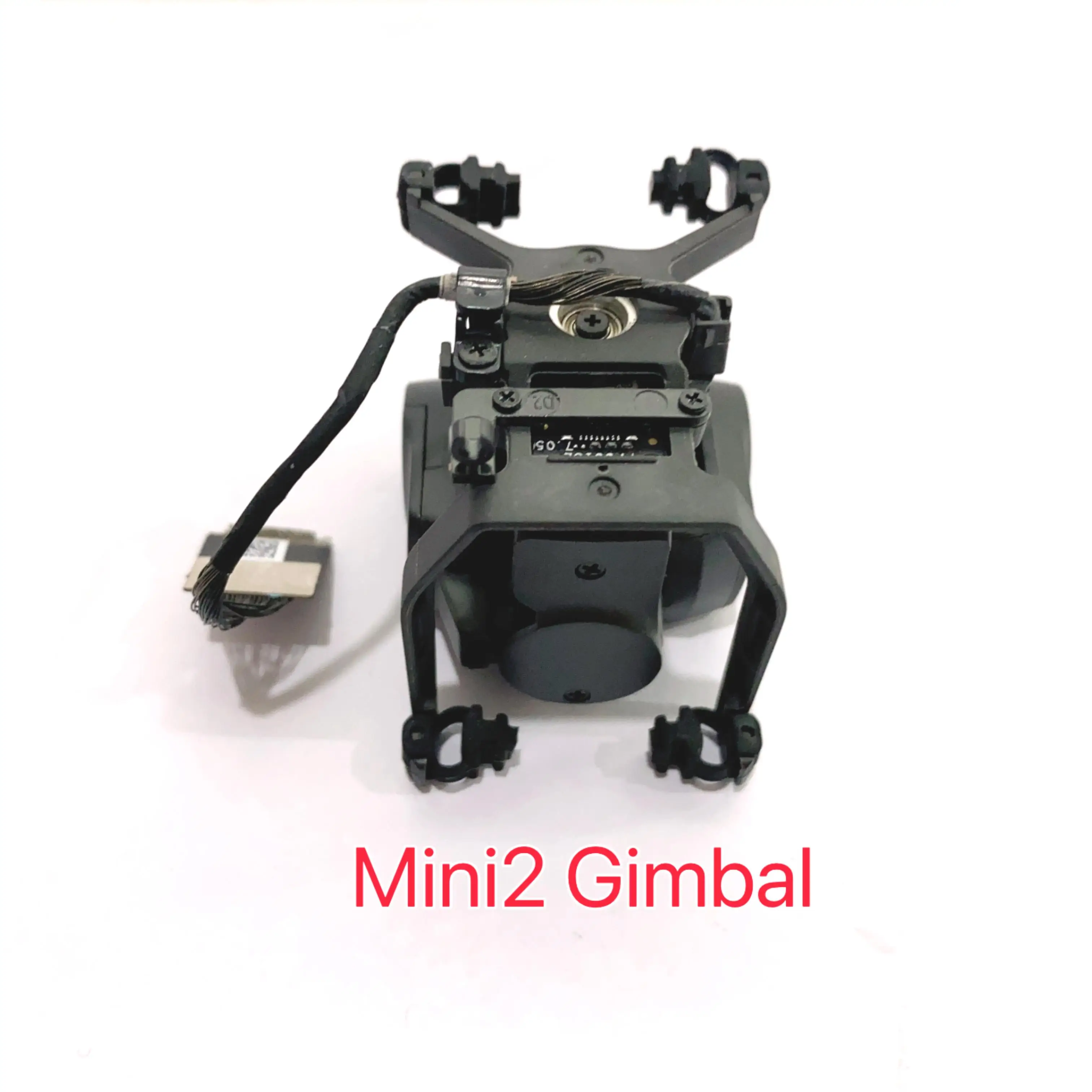 Détail du mécanisme du cardan avec caméra pour DJI Mini 2, pièce de rechange drone, sur fond blanc.