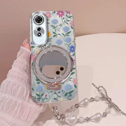 3 - Piece Floral Phone Accessory Set with Case, Lanyard, and Stand - OPPO A72 4G (Silver)