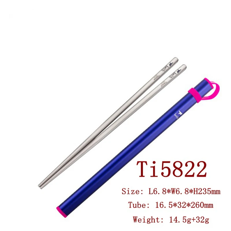 Description Picture 5 of itemKeith 23.5cm Titanium Chopstics Rice Food Tableware Chop Sticks Cooking Cutlery Lightweight Reusable Camping Supplies with Tubes