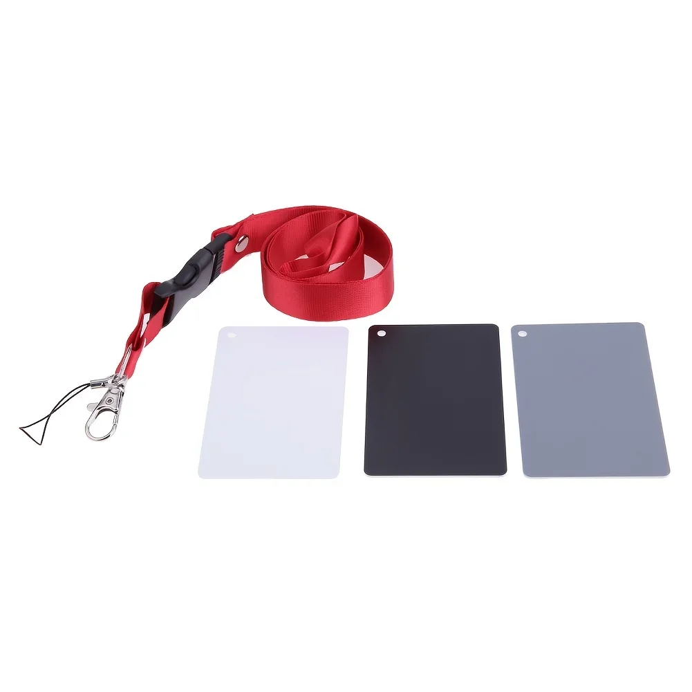 3-in-1 Balance Card-18 Degree White, Black, Grey S-Size with Neck Strap Calibration Gray Card for Digital Cameras, DSLR