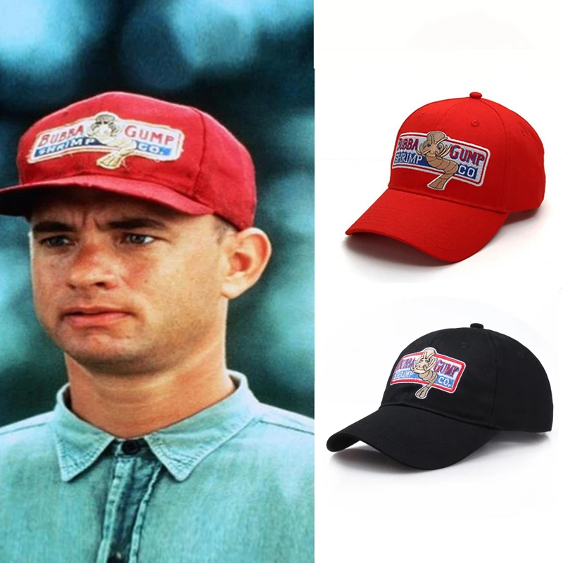Forrest Gump Recover Cosplay Running Baseball Snapback Caps Women Men 1994 BUBBA GUMP SHRIMP Sport Outdoor Cotton Red Black | Аксессуары