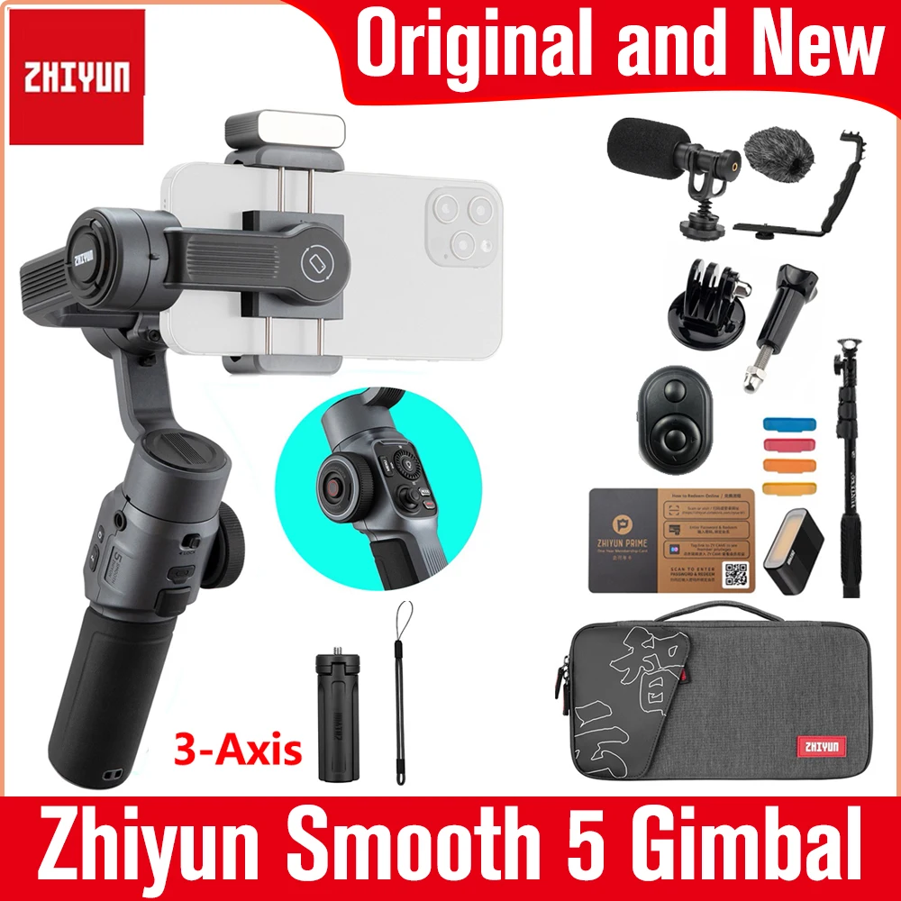 

Zhiyun Smooth 5 3-осевой Ручной Стабилизатор для iPhone 13 12 11X8 Samsung Galaxy S8 + S8 S7 Huawei Xiaomi смартфон PK DJI OM5