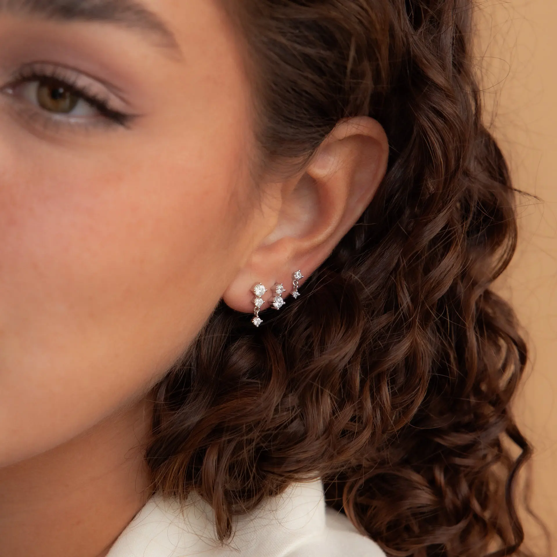 3PCS Casual Cubic Zircon Tassel Hanging Stud Earrings Set for Women Girls Dainty Zircons Tiny Piercing Ear Helix Jewelry Gifts 2