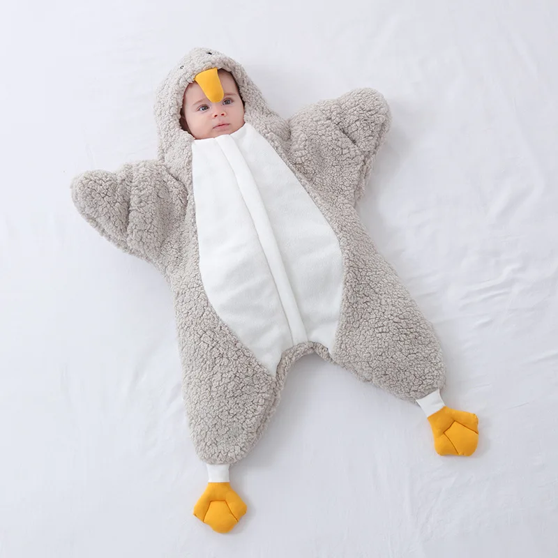 Newborn 0 6M Penguin Sleeping Bag Soft Baby Swaddling Sleepsacks Split