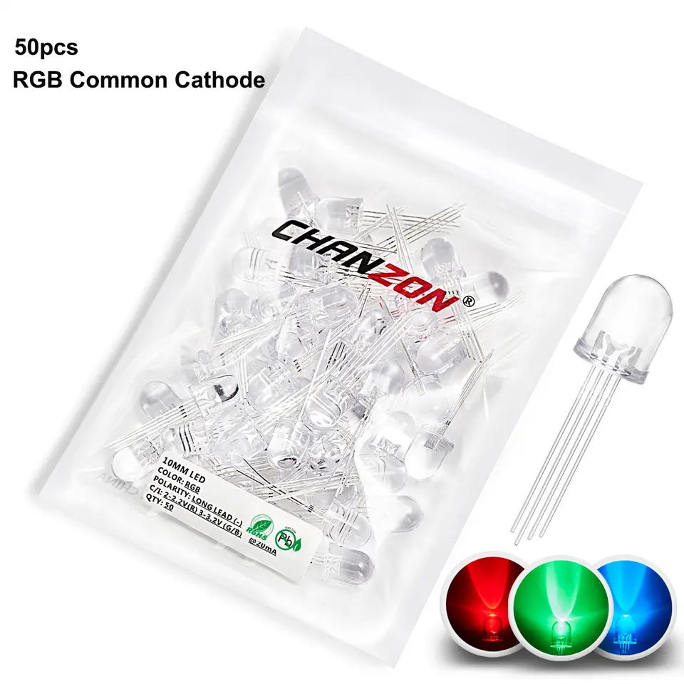 5mm 8mm 10mm Led Diode RGB Light Emitting 4 Pin Common Anode Cathode Tricolor Multicolor Clear Diffused DIY PCB Lamp Bulb image 14