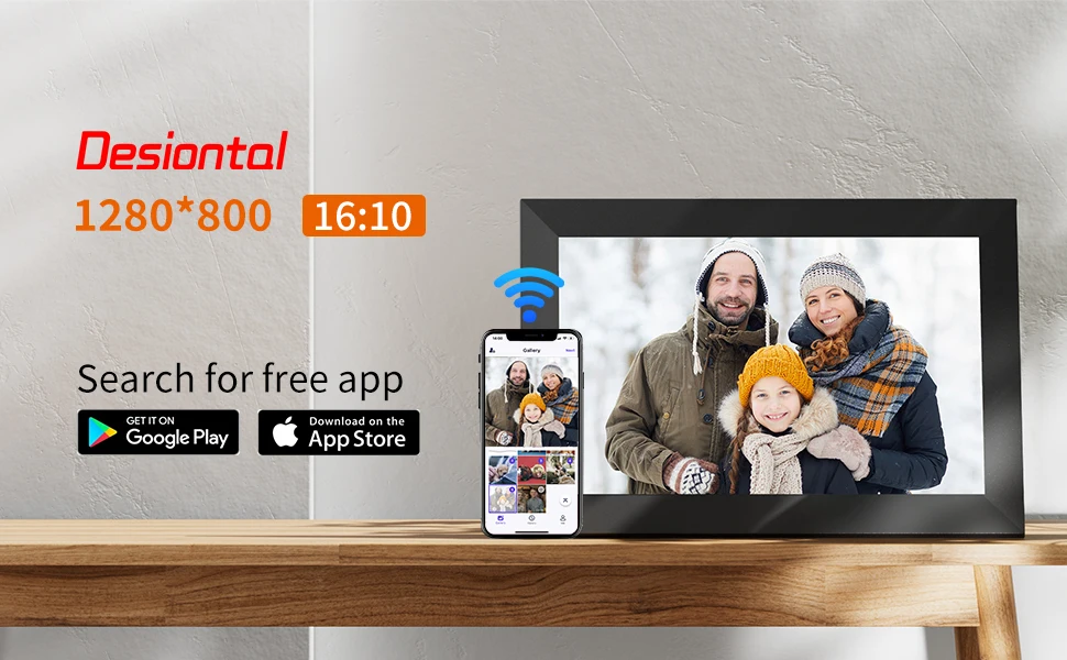 Description Picture 2 of itemDigital Picture Frame 10.1 Inch Smart WiFi Digital Photo Frame 1280x800 HD Touch Screen Electronic Video Good Gifts for Festival