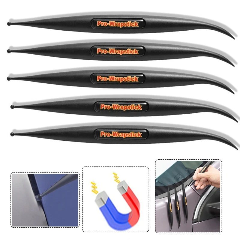 ALIWRAP 5pcs 마그네틱 고 코너 스크레이퍼 마이크로 프로 랩 스틱 스퀴지 자동차 스티커 필름 엣지 턱 도구 창 색조 보조 도구