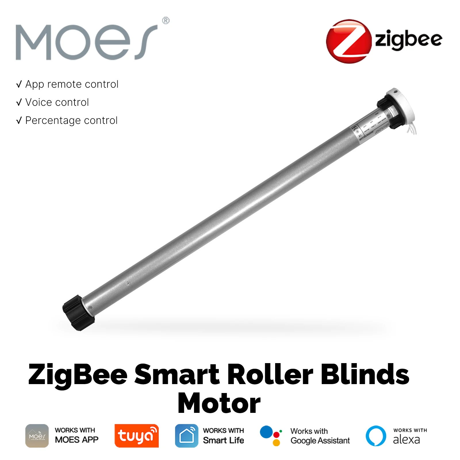 MOES Tuya อัตโนมัติสมาร์ท Zigbee Roller Shade ผ้าม่านมอเตอร์สําหรับ 38 มม.รีโมทคอนโทรลทํางานร่วมกับ Smart Life Alexa Google Home 1
