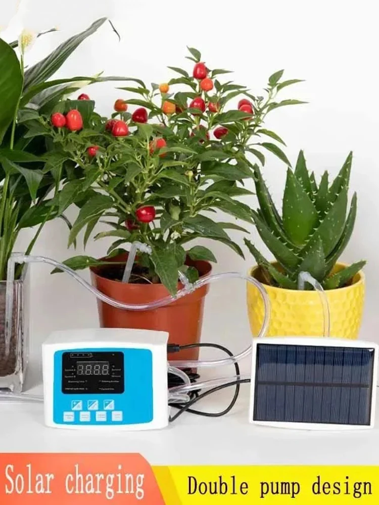 Solar Powered Automatic Drip Irrigation Kit System, DIY Self Watering Device for Garden, Patio, Greenhouse & Potted Plants - 6