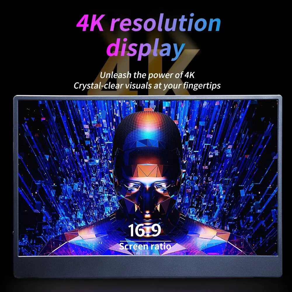 MUCAl 14 Inch 4K Portable Monitor UHD 3840*2160 Travel Gaming Display Screen for Laptop Phone Switch PS4 Ps5 XboX MacBook