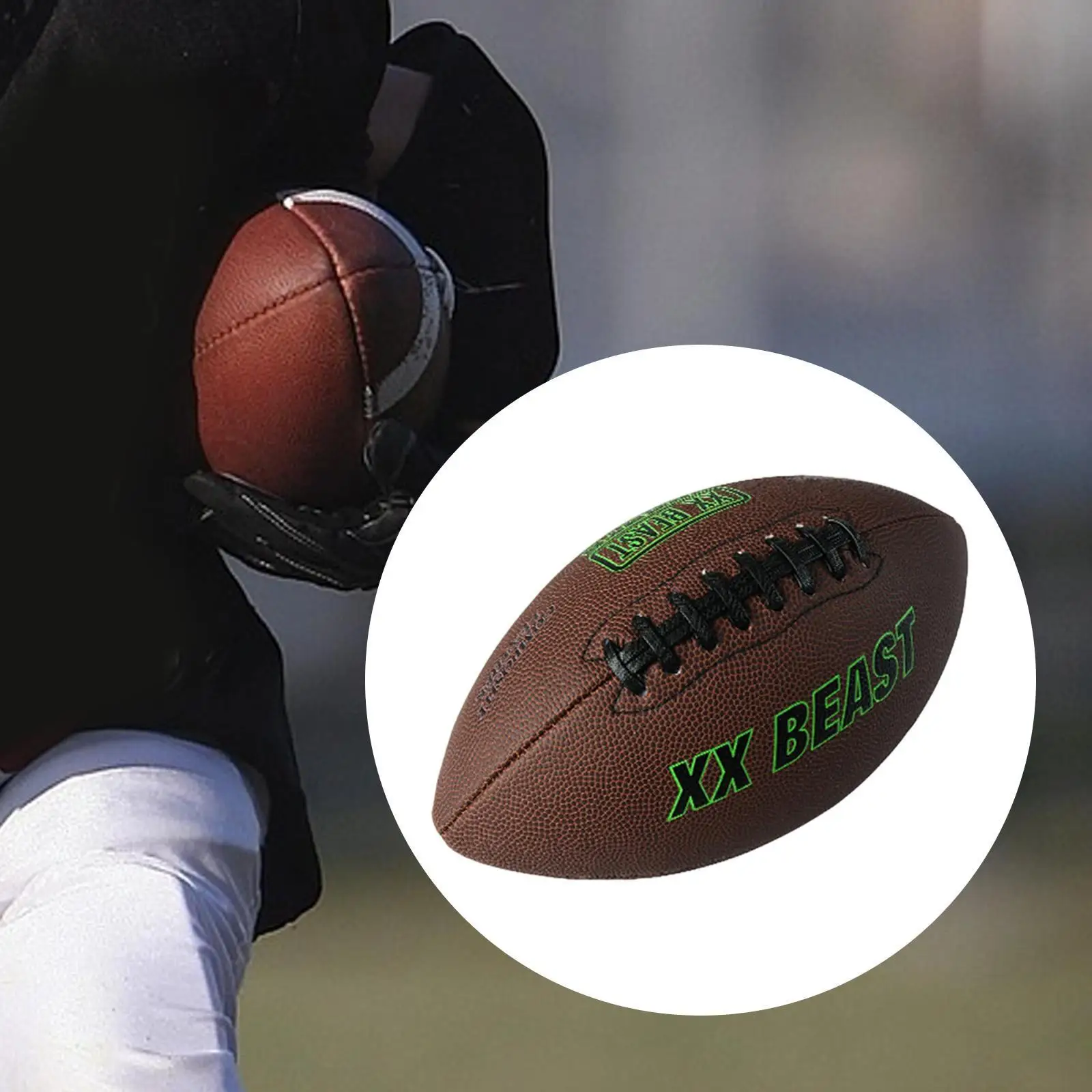 Ballon de Rugby Antidérapant Jeu Récréatif Équipement de Cadeau Entraînement Intérieur Extérieur Résistant à l'Usure pour Match Équipe Fête Gym Noël
