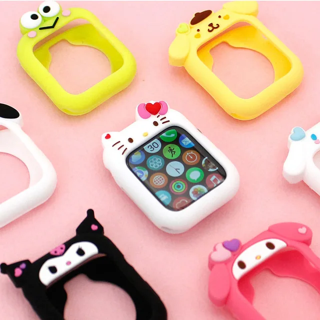 Hello Kitty Iwatch Tok Az Apple Watch Serie 7 6 Se 5 4 3 2 41Mm 40 Mm 38 -Es Szilikon Nők Rajzfilm Aranyos Kawaii Védő Borító - Image 3