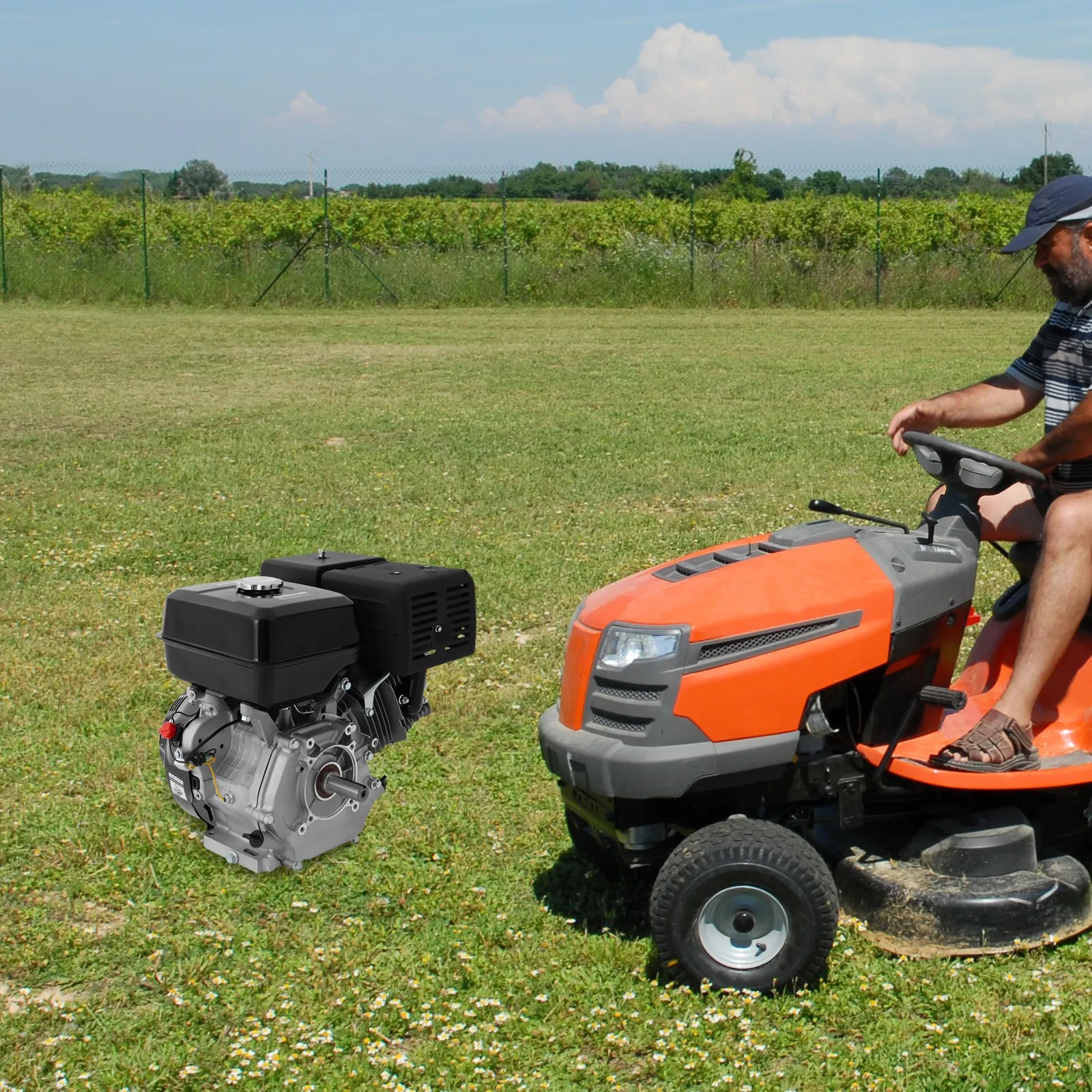 BYMAOCAR Czarny 4-suwowy jedno cylindrowy silnik OHV 3000-3600 obr./min, 420 cm3 15 KM Silnik zasilany benzyną, Silnik wielofunkcyjny