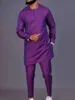 Dashiki New Lslamic Moroccan Muslim Business Casual African Purple 100% Authentic High Quality Original Live Shot Men's Suit 1