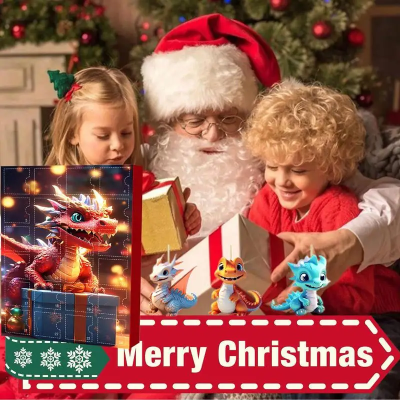 Dragon Christmas advent calendar 24 days Of vacation Advent calendar pendant 2D calendars Dinosaur pendant toy For teens