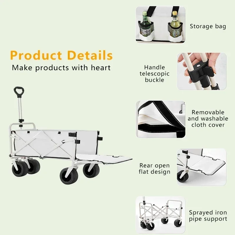 Home Furniture Outdoor Camping Aircraft Wheeled Cart Foldable Hand Pushing Camping Trailer Pull Rod Rear Wagon Cart for