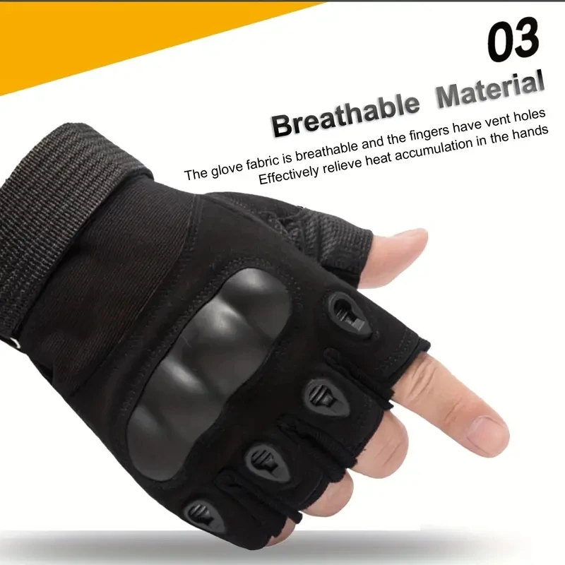 1 Paar taktische fingerlose Handschuhe für Herren – ideal für Outdoor-Sportarten, Schießen, Jagd, Airsoft und Radfahren – Detail 9