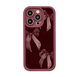 Stylish Retro Burgundy Bow - Patterned Phone Case Cover - iPhone 12 Mini (T14090 Wine red )