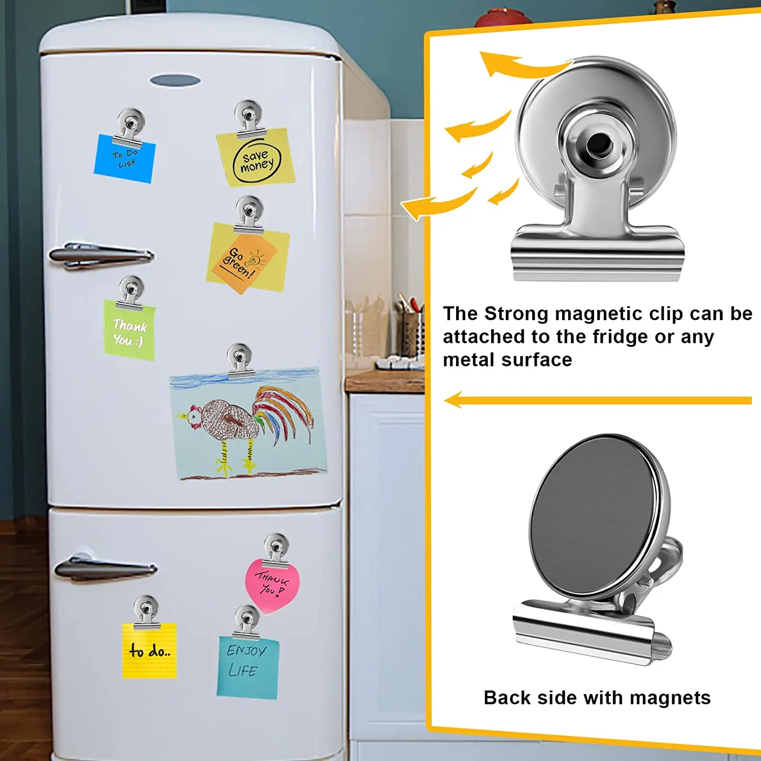 30mm Metal Round Magnetic Clips for Fridge Magnets Wall Recipes Memo Note Message Holder Clamp Office Supplies 6pcs metal clamp clips memo holders