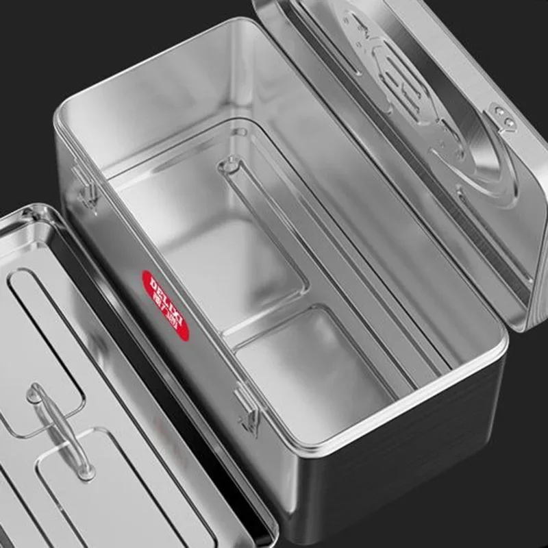 Large Hard Case Tools Box Stainless Storage Organizer Boxes Multifunctional Waterproof Suitcase Home Tool Box for Car Mechanic 4