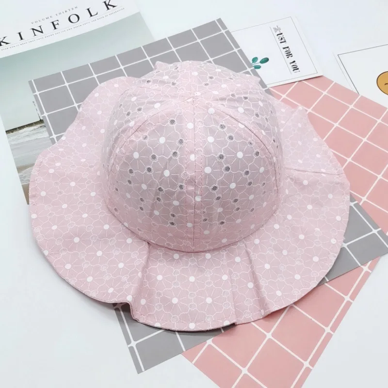 Charmingjolly Korean Style Cotton Baby Bucket Hat Outdoor Sun Protection Wide Brim Breathable Baby Basin Hats Cute Pink Child Travel Gorras Free Shipping