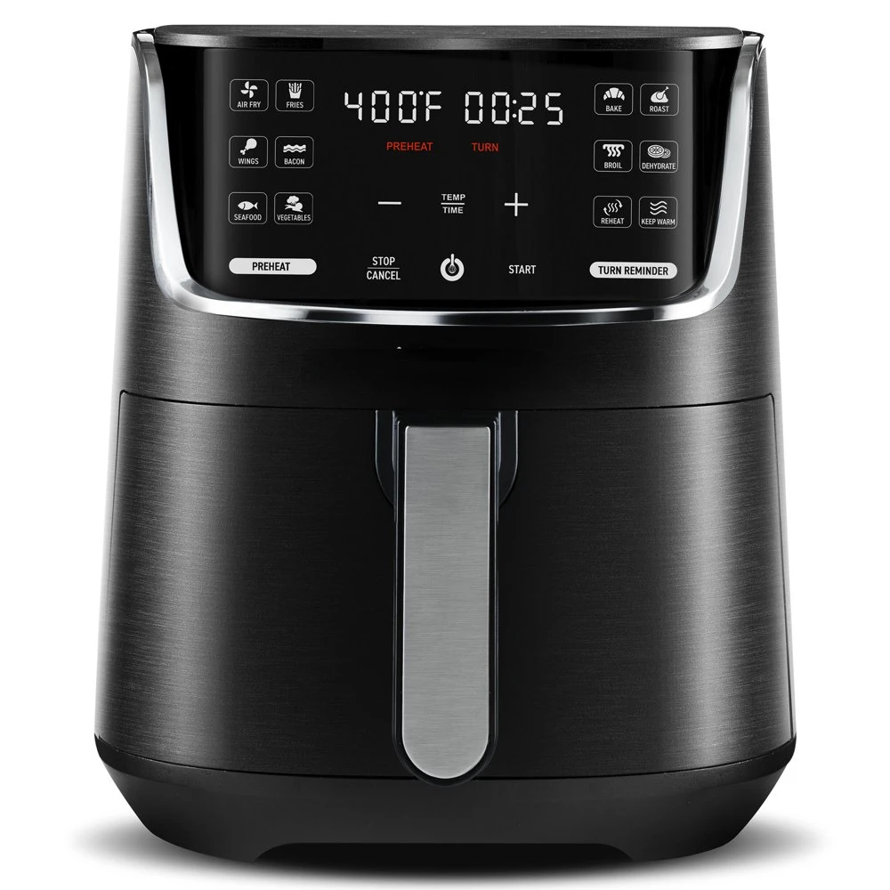 Gourmia 8 Qt Digital Air Fryer with 12-One Touch Presets, Stainless Steel,  Black, 13 in, New