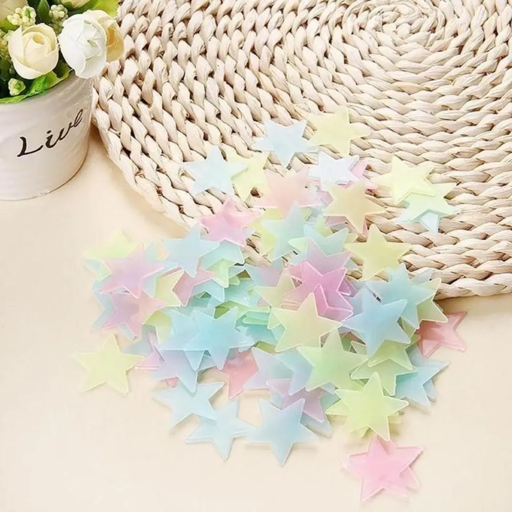 100Pcs/Set Glow In The Dark Luminous Wall Stickers Colorful Star DIY Wall Art Stickers Nursery Ornament