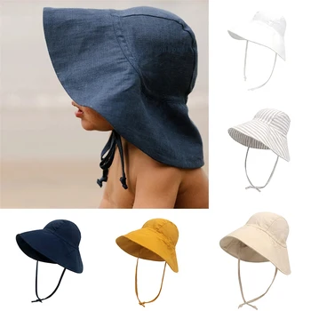 Baby SunHat Summer Boys Girls Bucket Hat Kids Cotton UV Travel Hats Child Big Brim Outdoor Beach Caps Fashion Casual Panama Cap 1
