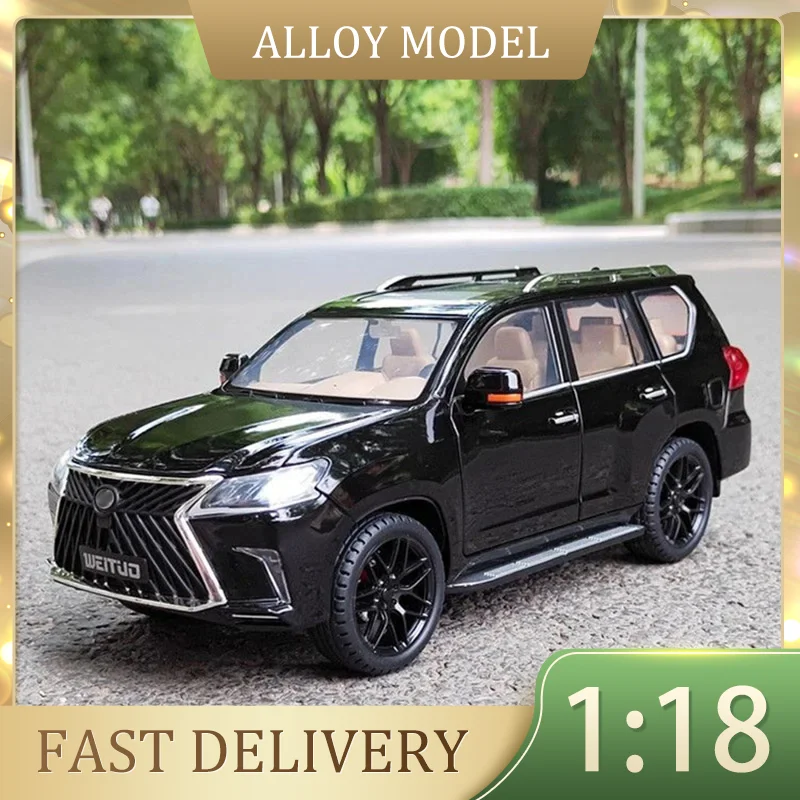 

1:18 LX570 Model Alloy Car Diecast Off-Road Vehicles Car Metal Toy Model Sound and Light Simulation Collection Toys Gift Boys