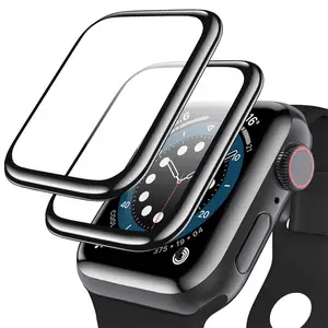 Защитная пленка для Apple Watch series 9 8 7 45 мм 41 мм, аксессуары из мягкого стекла 9D HD, полная пленка для iWatch 6 5 3 se 44 мм 40 мм 42 38 мм