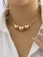  Ailodo Punk Ball Pendant Choker Necklace For Women Gold Silver Color Multilayer Party Necklace Fashion Jewelry Girls Gift 2022 